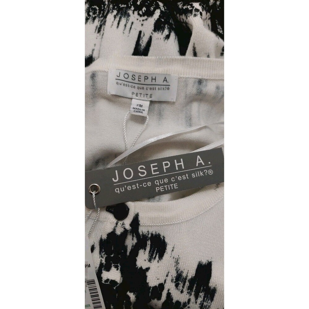 Joseph A. Women's Size Petite Medium Cardigan Black White - Picture 7 of 11
